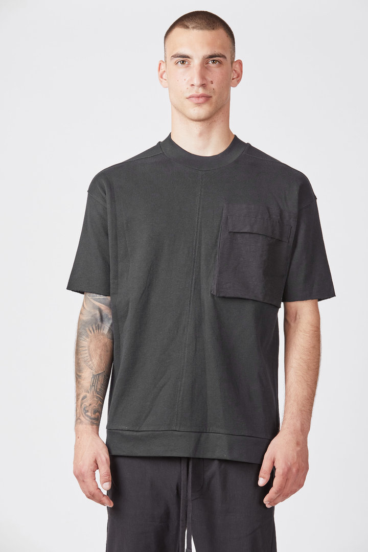 THOM KROM T-SHIRT PATCHED WOVEN POCKET