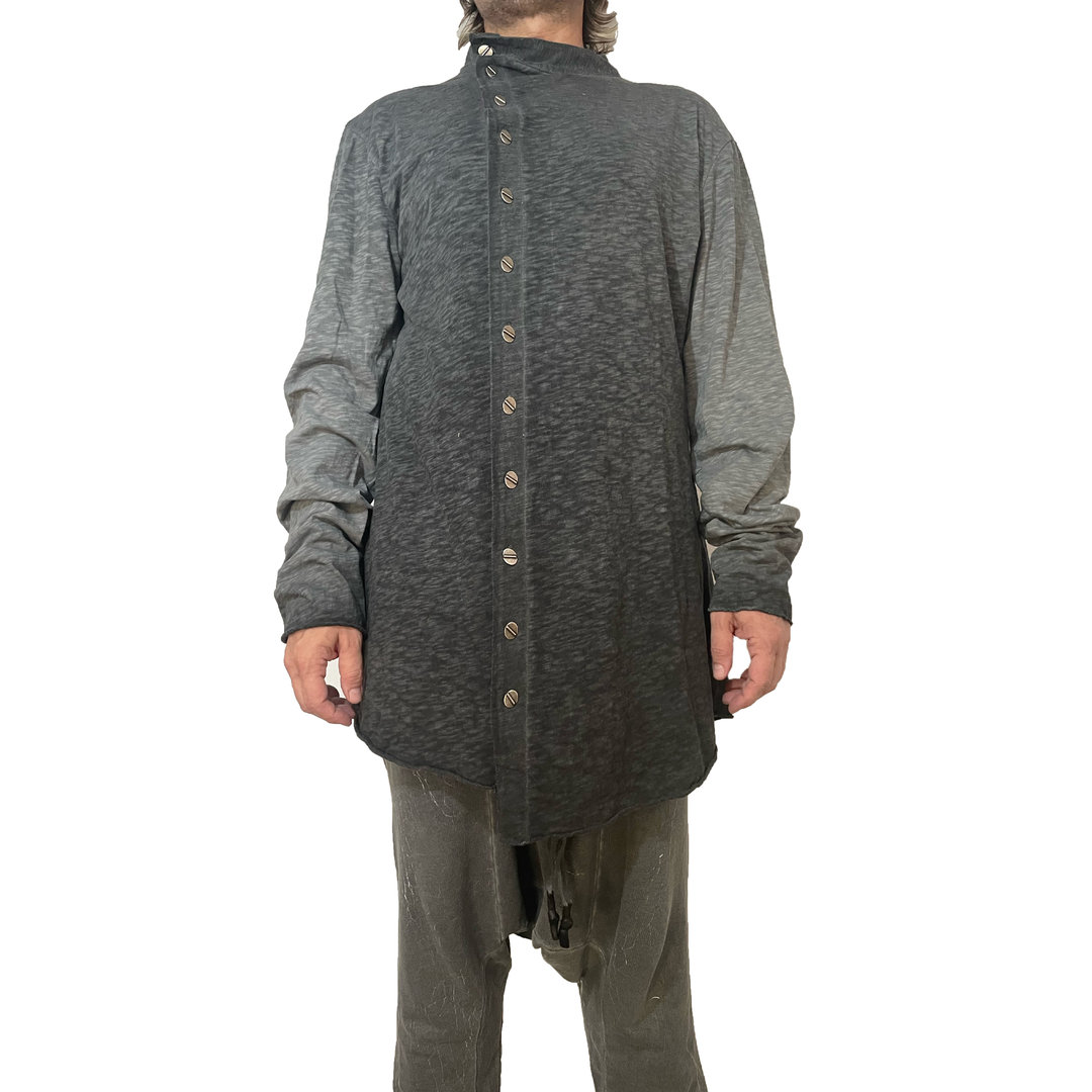 CANDE CLOTHING Asymmetrical bottoned overshirt, Cold dyed